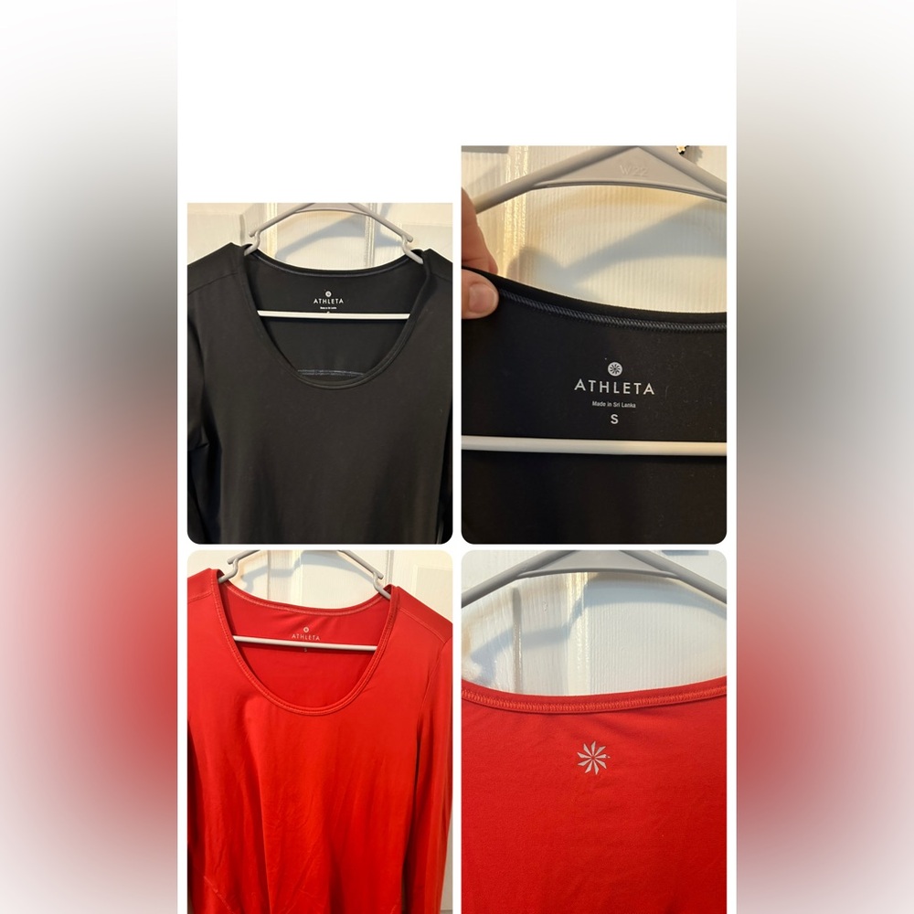Athleta Black and Red Long Sleeve Tees